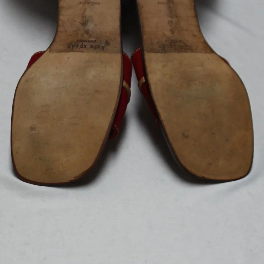 Vintage Kate Spade Leather and Red Canvas Slides - Picture 6 of 12